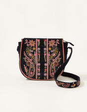 Embroidered Saddle Cross-Body Bag , , large