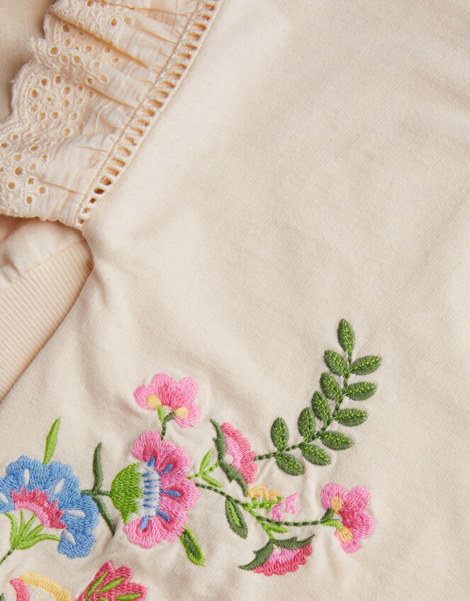 Floral Embroidered Ruffle Jumper, Ivory (IVORY), large