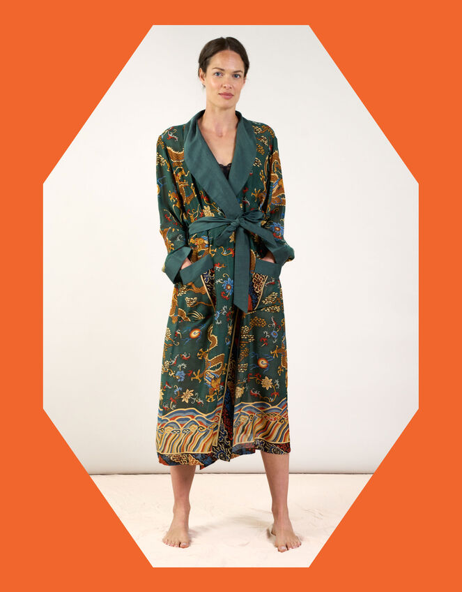 One Hundred Stars Dragon Print Robe, , large