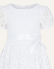 Adele Lace Puff Sleeve Communion Dress, White (WHITE), large