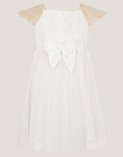 Baby Estella Embroidered Tulle Dress, Gold (GOLD), large