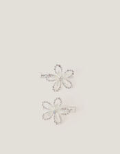 2-Pack Diamanté Flower Hair Clips, , large
