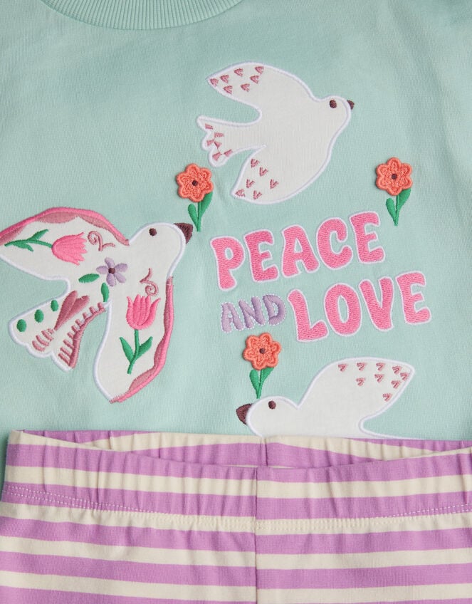 Peace And Love Sweatshirt and Cycle Shorts Set, Green (MINT), large
