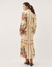 Rosaleigh Long Sleeve Floral Maxi Dress, Cream (CREAM), large