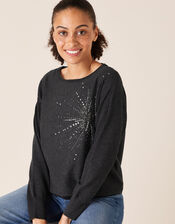 Starburst Heat-Seal Gem Knit Jumper, Grey (CHARCOAL), large