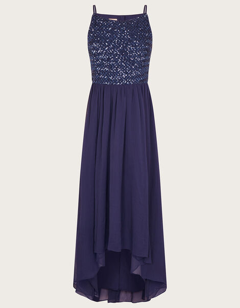Tara Sequin Chiffon Prom Dress, Blue (NAVY), large