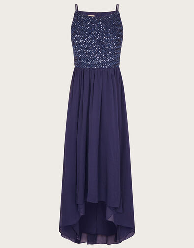 Tara Sequin Chiffon Prom Dress Blue, Blue (NAVY), large