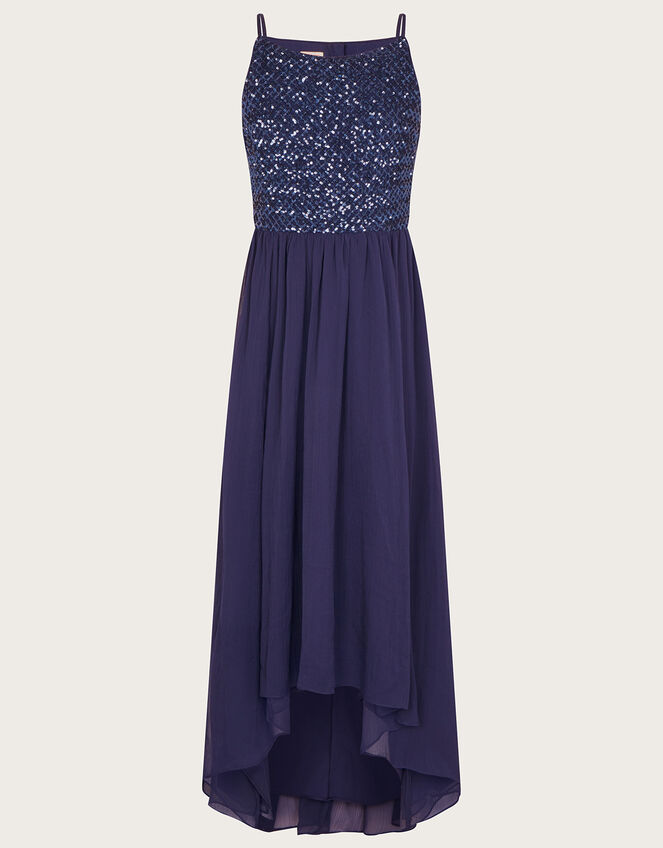Tara Sequin Chiffon Prom Dress, Blue (NAVY), large