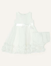 Newborn 3D Flower Dress Set, Ivory (IVORY), large