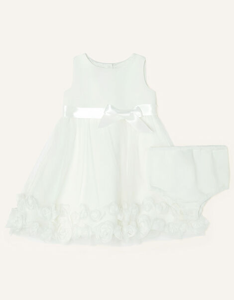 Newborn 3D Flower Dress Set Ivory, Ivory (IVORY), large