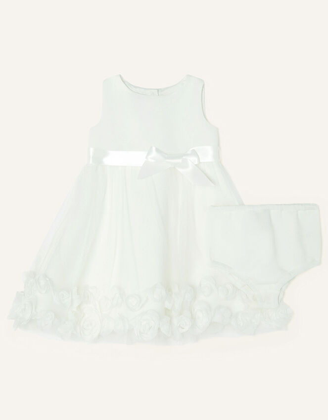 Newborn 3D Flower Dress Set, Ivory (IVORY), large