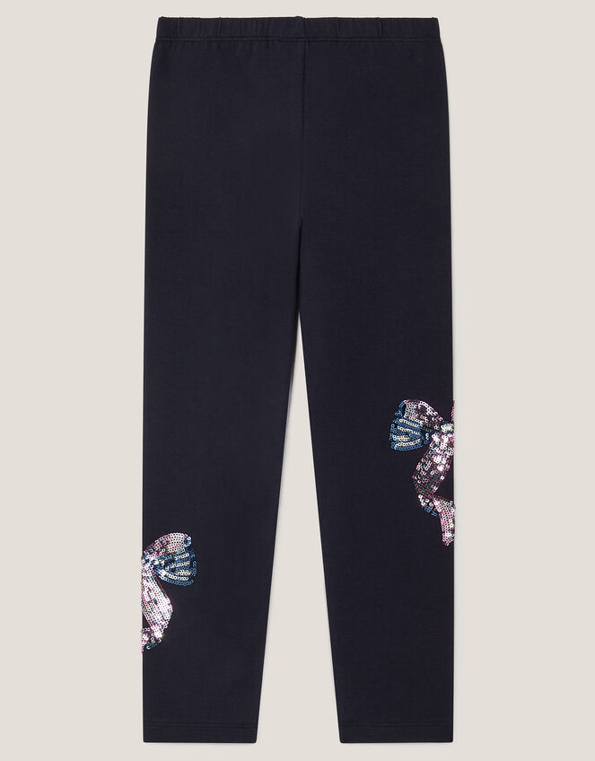 Sequin Bow Leggings, Blue (NAVY), large