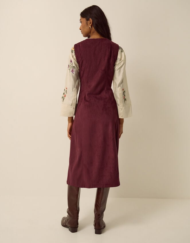 Isabel Sleeveless Faux Suede Midi Dress, Red (BURGUNDY), large