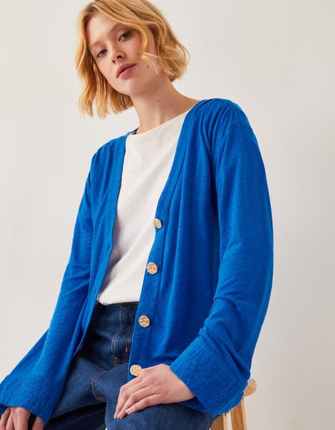 Sky Linen-Blend Jacket, Blue (BLUE), large