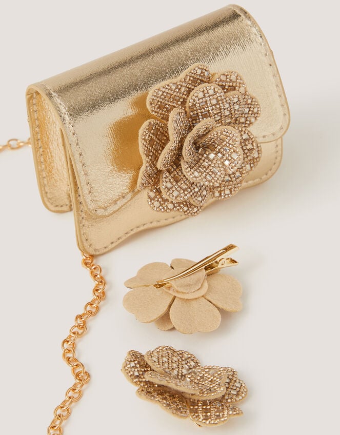 Diamant&eacute; Flower Bag & Hair Clips Set, , large
