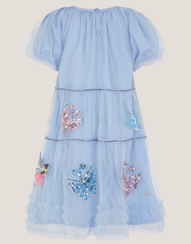 Butterfly Fairy Puff Sleeve Party Dress, Blue (BLUE), large