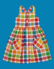 Frugi Abigail Checked Dress, Multi (MULTI), large