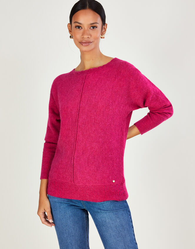 Super-Soft Slash Scallop Neck Jumper, Pink (PINK), large