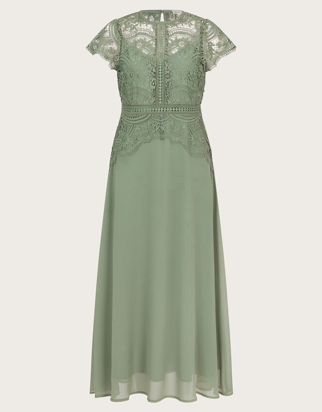 Monica Lace Midi Bridesmaid Dress, Green (OLIVE), large
