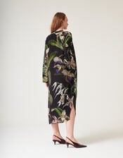 One Hundred Stars Orchid Crepe Midi Dress, Black (BLACK), large