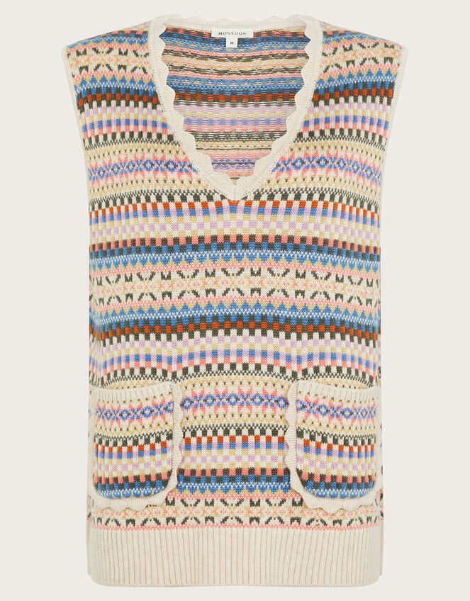 Fawn Fair Isle Sweater Vest, Natural (NATURAL), large