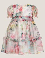 Baby Puff Sleeve Floral Chiffon Party Dress, Multi (MULTI), large