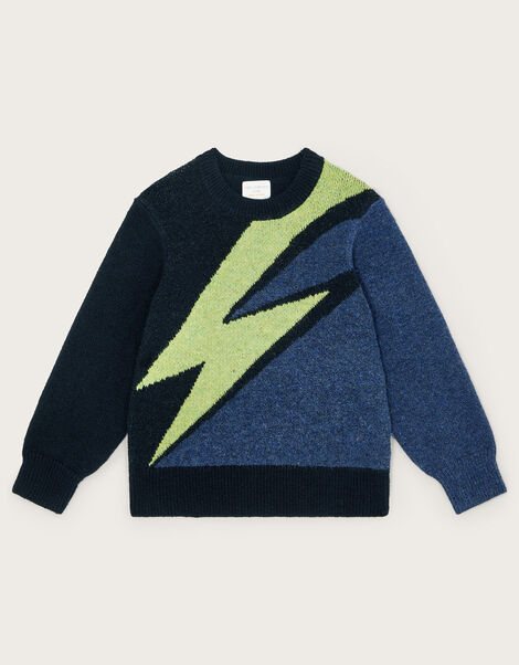Lightning Bolt Intarsia Jumper, Blue (NAVY), large