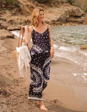 Circle Print Trousers in LENZING™ ECOVERO™, Blue (NAVY), large