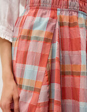 Cecily Check Midi Skirt, Orange (ORANGE), large