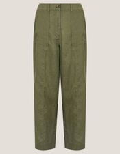 Jolie Regular Linen Wide Leg Trousers, Green (KHAKI), large