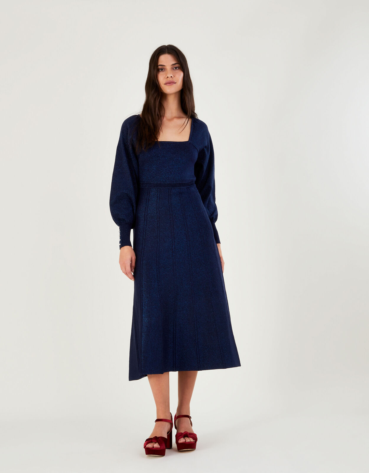 Metallic knit shop midi dress