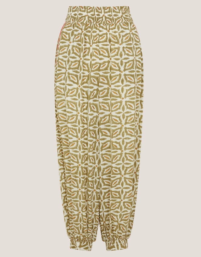 Elma Print Balloon Pants, Green (KHAKI), large