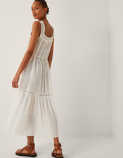 Maddi Sleeveless Embroidered Midi Dress, Cream (CREAM), large