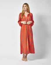 DEEBA Oozie Print Dress, Orange (ORANGE), large