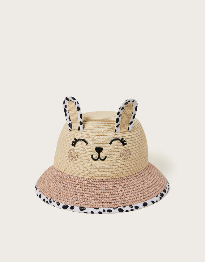 Baby Spot Bunny Straw Sun Hat, Pink (PINK), large