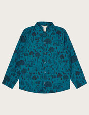 Woodland Animal Print Shirt, Teal (TEAL), large