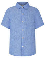 Luke Linen Short Sleeve Shirt, Blue (BLUE), large