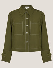 Katya Contrast Cargo Shirt, Green (KHAKI), large