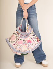 One Hundred Stars Suzani Print Slouch Bag, , large