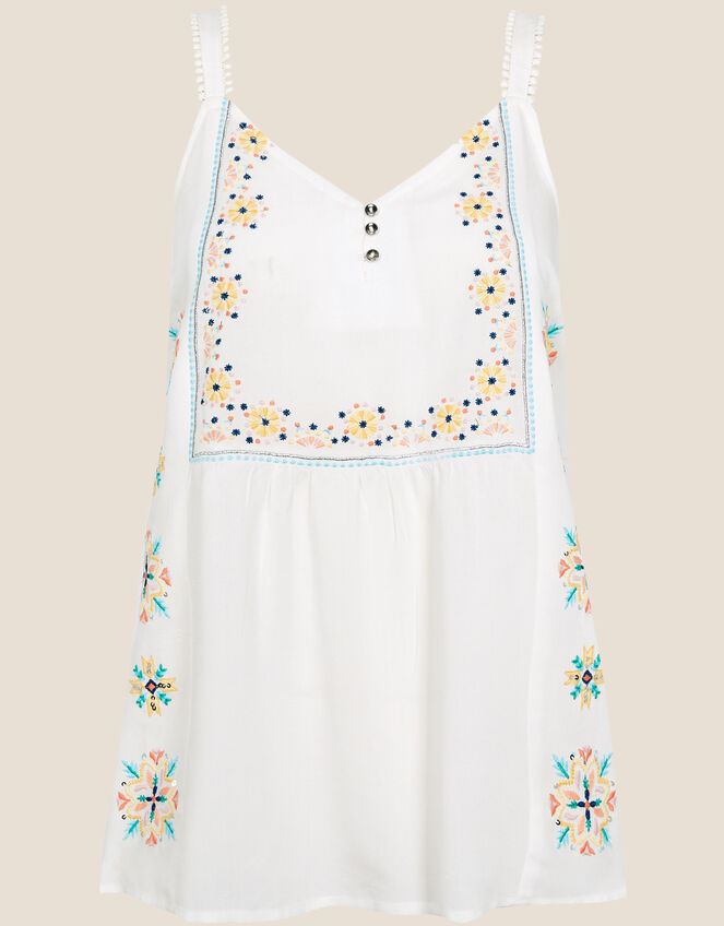 Embroidered Cami Top in LENZING™ ECOVERO™, Ivory (IVORY), large