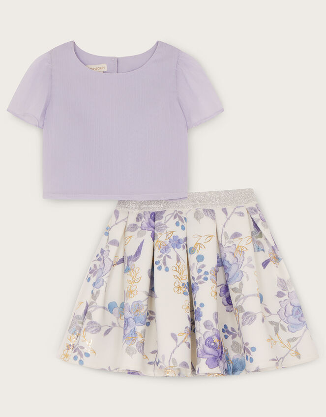 Baby Kim Foil Print Scuba Skirt and Top Set, Multi (MULTI), large