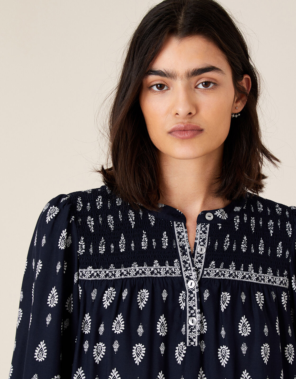 Moira floral embroidered dress online in navy