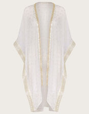 Foil Print Embroidered Cover-Up, , large