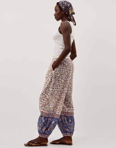 Ari Floral Harem Trousers, Blue (BLUE), large