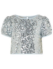 Sequin Top and Pleated Dress 2-in-1 Set, Silver (SILVER), large