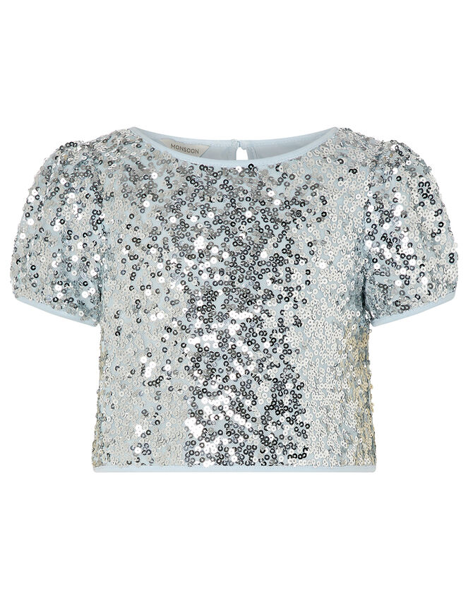 Sequin Top and Pleated Dress 2-in-1 Set, Silver (SILVER), large