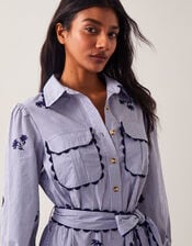 Amelia Embroidered Shirt Maxi Dress, Blue (NAVY), large