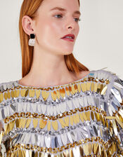Darina Sequin Tunic Dress, Silver (SILVER), large