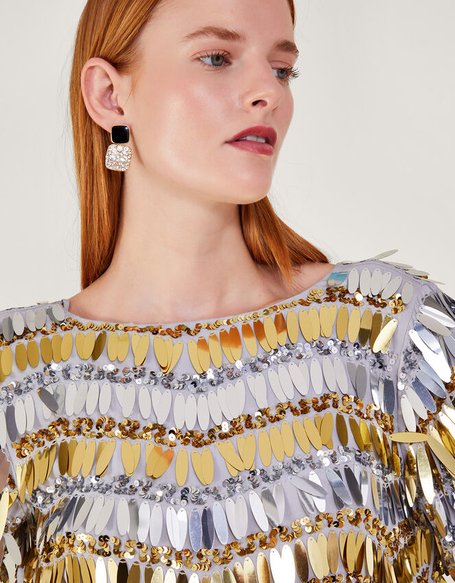 Darina Sequin Tunic Dress, Silver (SILVER), large