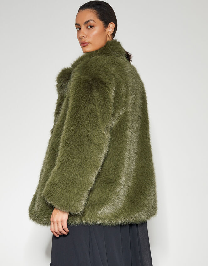 Felixa Faux Fur Coat, Green (GREEN), large